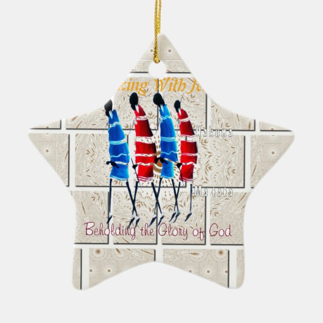 Maasai Morans Christian Art Print Ceramic Ornament (Front)