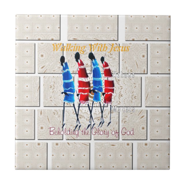 Maasai Morans Christian Art Print Ceramic Tile (Front)