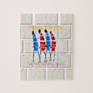 Maasai Morans Christian Art Print Jigsaw Puzzle