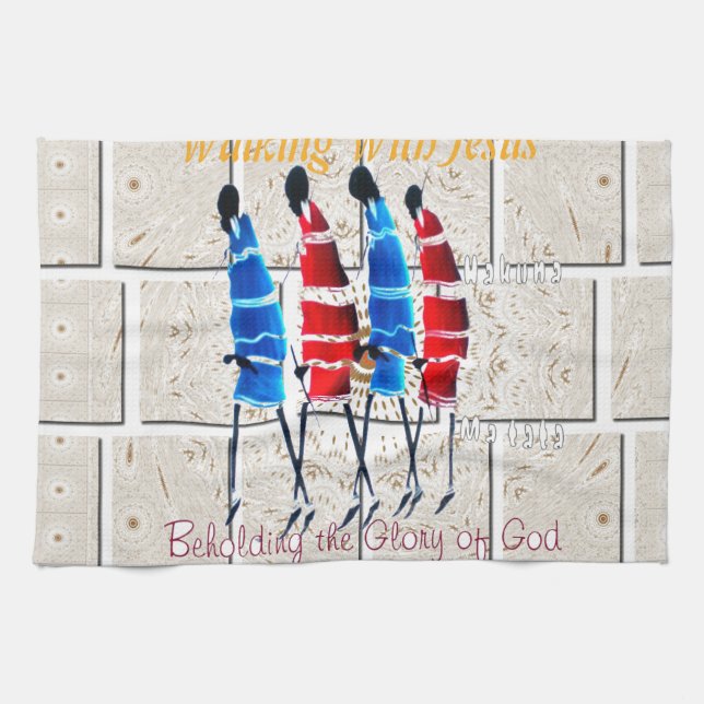 Maasai Morans Christian Art Print Kitchen Towel (Horizontal)