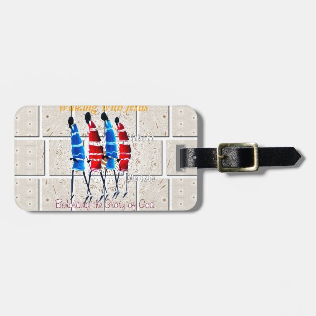 Maasai Morans Christian Art Print Luggage Tag (Front Horizontal)
