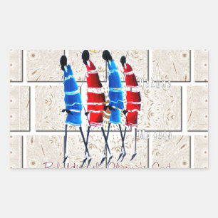 Maasai Morans Christian Art Print Rectangular Sticker