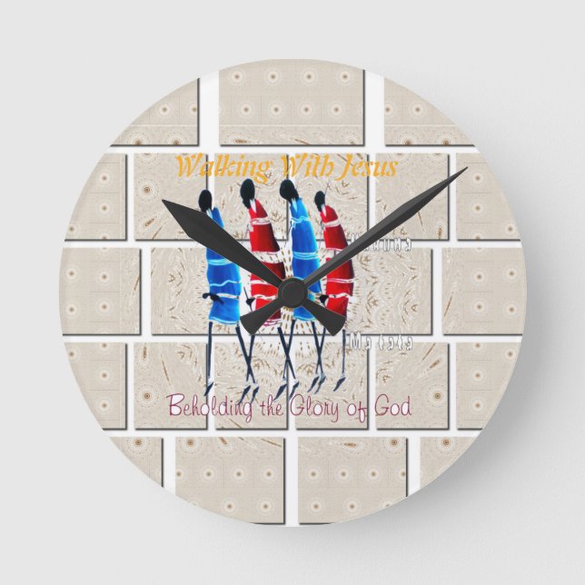 Maasai Morans Christian Art Print Round Clock (Front)