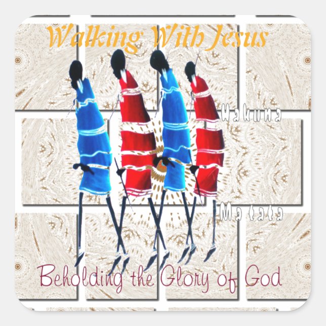 Maasai Morans Christian Art Print Square Sticker (Front)