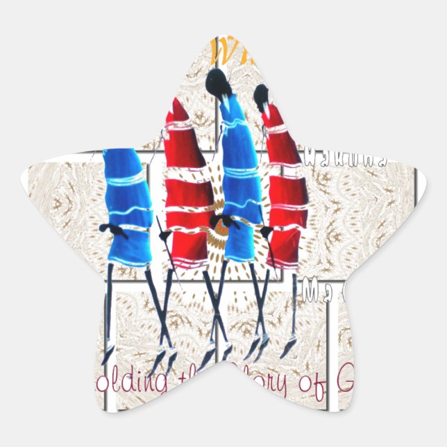 Maasai Morans Christian Art Print Star Sticker (Front)