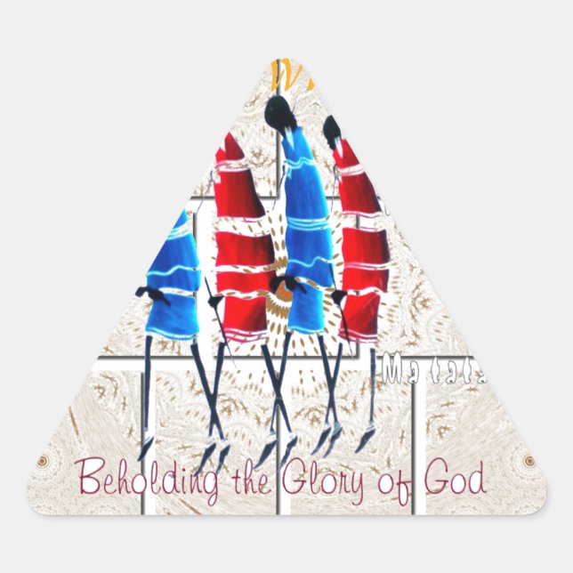 Maasai Morans Christian Art Print Triangle Sticker (Front)