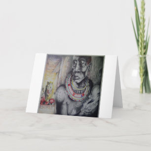 Maasai Mother and Child with Lion Art Print/Graphi Card