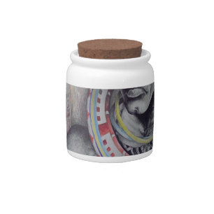 Maasai Mother & Child with Lion Art Print/Graphic Candy Jar