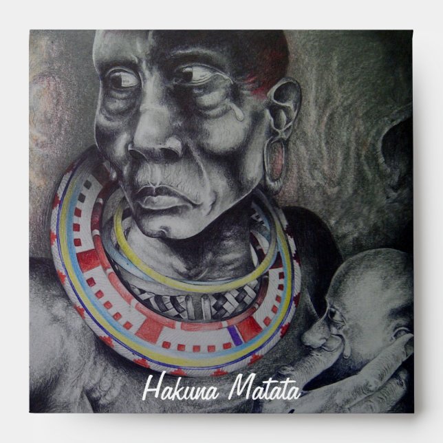 Maasai Mother & Child with Lion Art Print/Graphic Envelope (Front)