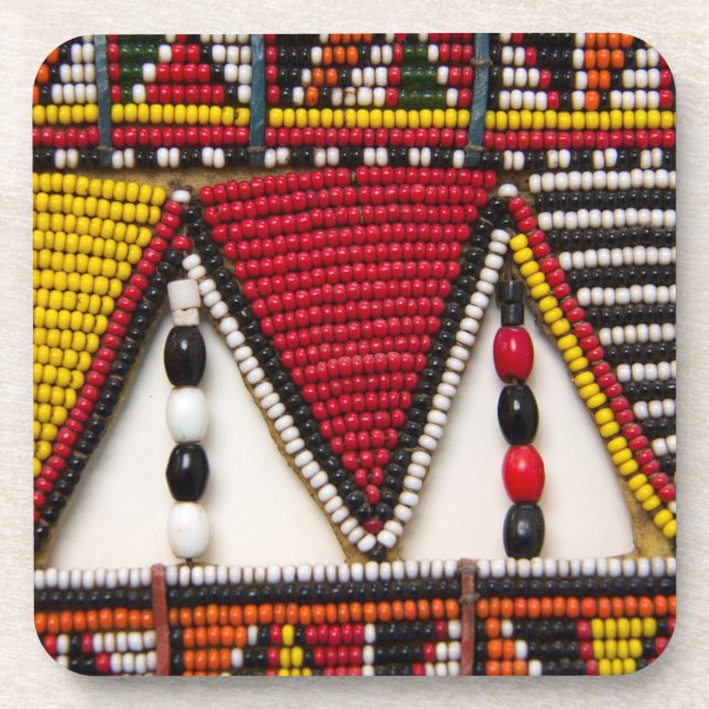Maasai Tribal Beadwork Beverage Coaster (Front)