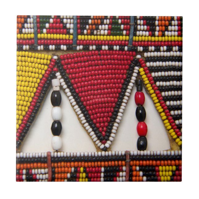 Maasai Tribal Beadwork Ceramic Tile (Front)