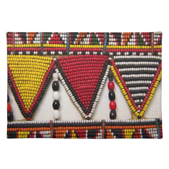 Maasai Tribal Beadwork Cloth Placemat (Front)