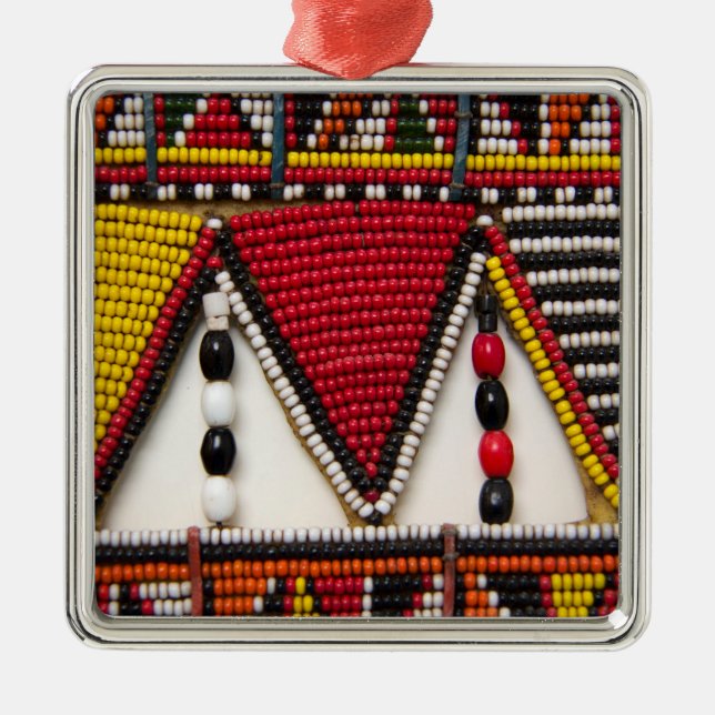 Maasai Tribal Beadwork Metal Ornament (Front)