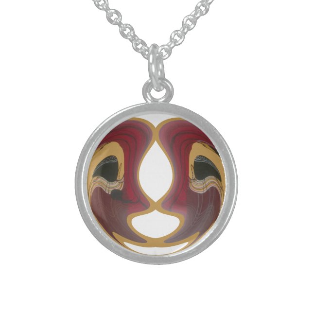 Maasai Tribal Whirl Art Print Sterling Silver Necklace (Front)