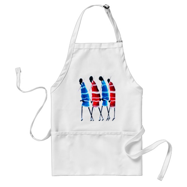 Maasai Warriors Art Print Adult Apron (Front)