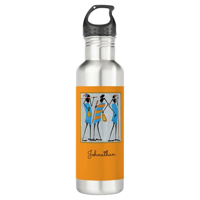 Maasai Warriors, Kenya, African Art  Stainless Steel Water Bottle (Front)