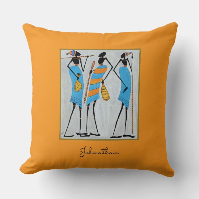 Maasai Warriors, Kenya, African Art  Throw Pillow (Front)