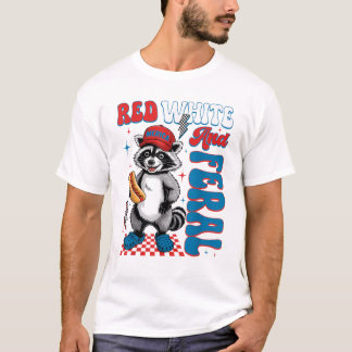 Mab Patriotic Hotdog & Raccoon Lovers 4th Of July T-Shirt