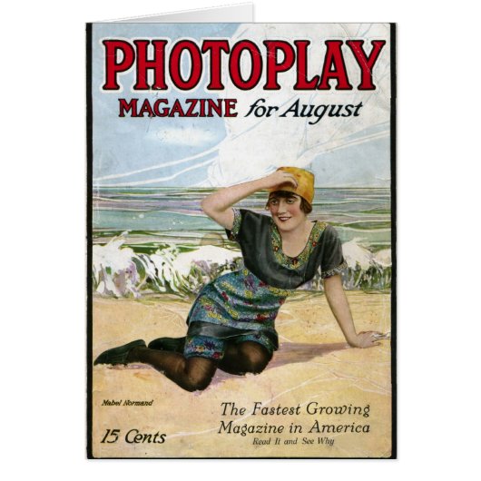 Mabel Normand 1915 vintage magazine cover card (Front)