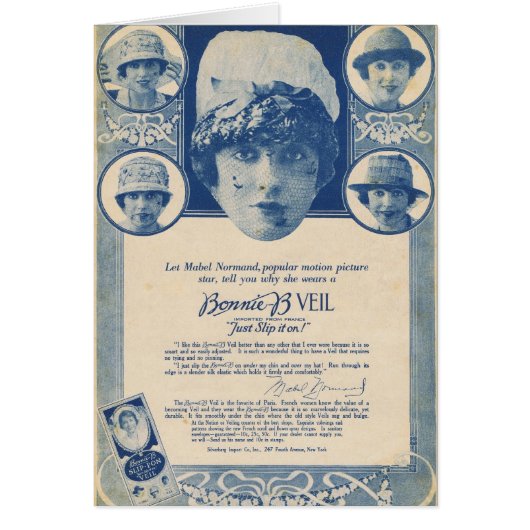 Mabel Normand 1918 Veil  Advertisement Cards (Front)