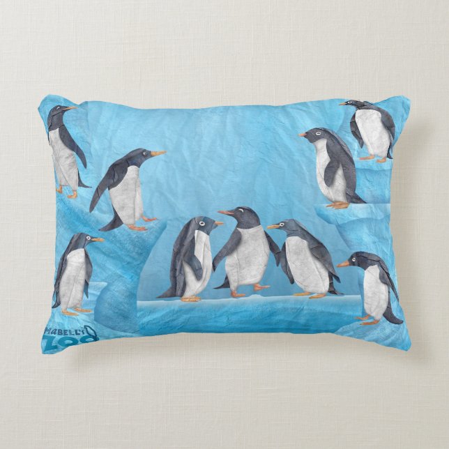 Mabell's Zoo Animals, the Penguins Accent Pillow (Front)