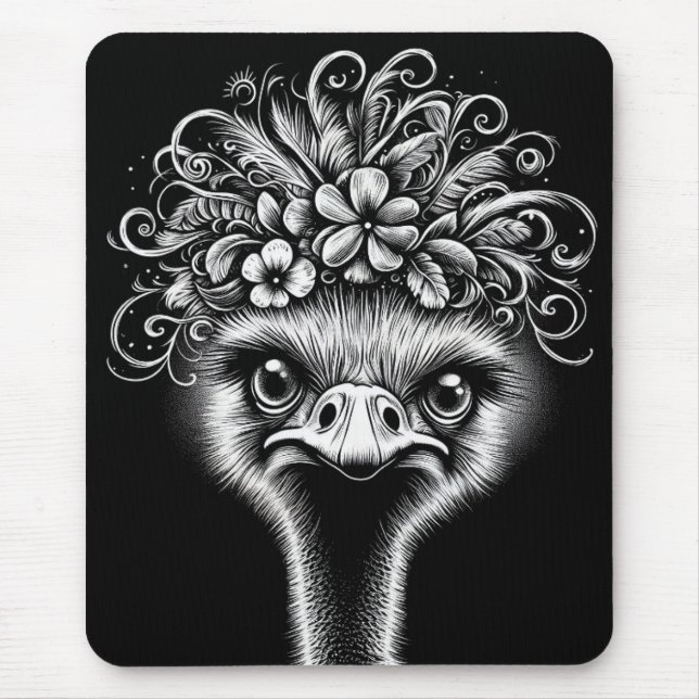 "Mable the Ostrich" Artistic Mouse Pad  (Front)
