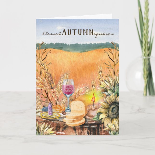 Mabon Autumn Equinox Fall Altar Wheat Field Card (Front)