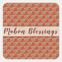 Mabon Blessings Autumn Equinox on Burgundy Floral