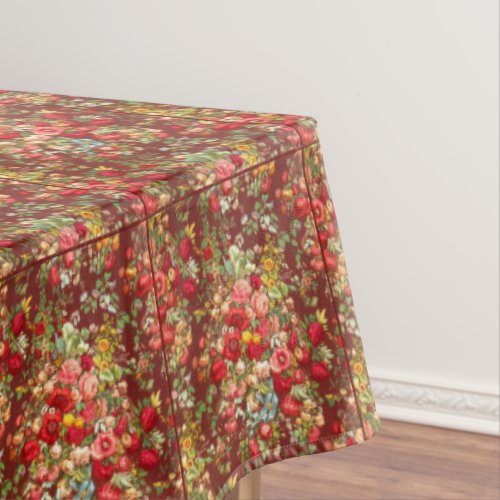 Mabon Blessings Autumn Equinox on Burgundy Floral Tablecloth