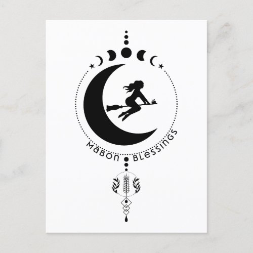 Mabon Blessings witch moon wheat Postcard