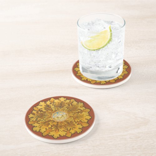 Mabon Equinox Oak Leaves Coaster