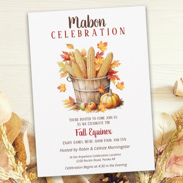 Mabon Fall Equinox Corn & Pumpkin Basket Invitation (Creator Uploaded)