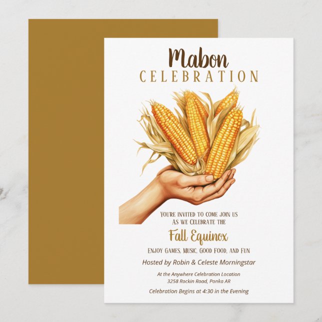 Mabon Fall Equinox Harvest Corn Bouquet Invitation (Front/Back)