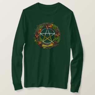 Mabon Grape Vine Wreath with Pentacle T-Shirt