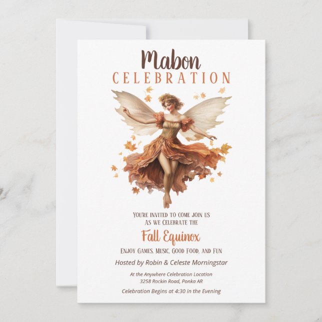 Mabon Harvest Fall Equinox Retro Fairy Invitation (Front)