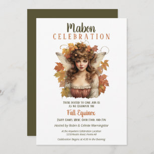 Mabon Harvest Fall Equinox Retro Fairy Invitation