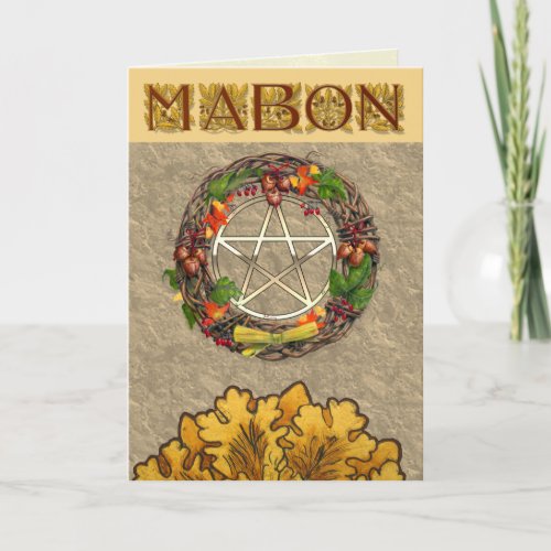 Mabon Wreath and Oak Letters Holiday Card