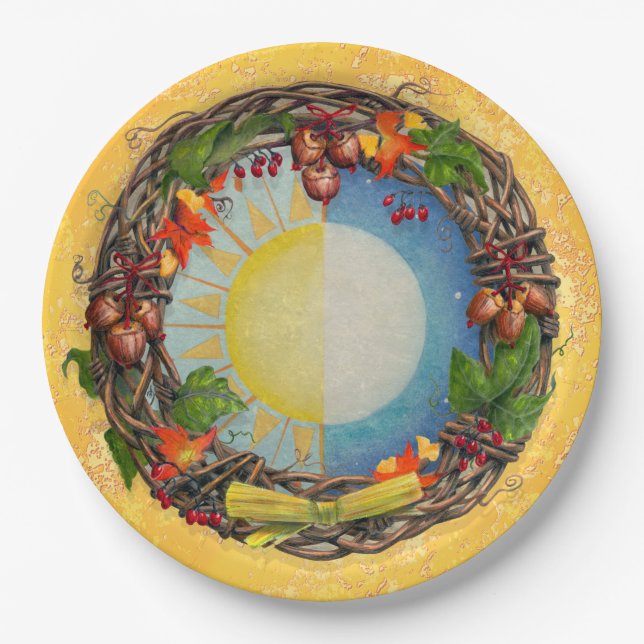 Mabon Wreath Paper Plates (Front)