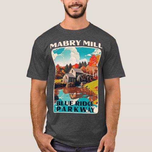 Mabry Mill Blue Ridge Parkway Retro WPA Style Nati T_Shirt