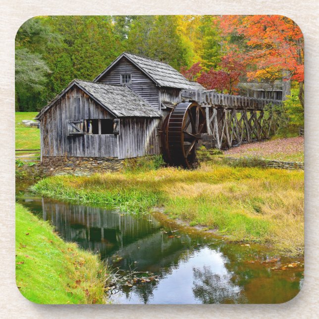 Mabry Mill in Autumn Beverage Coaster (Front)