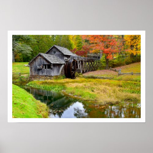 Mabry Mill in Autumn Poster