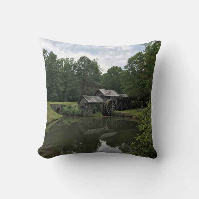 Mabry Mill, Virginia Throw Pillow (Front)