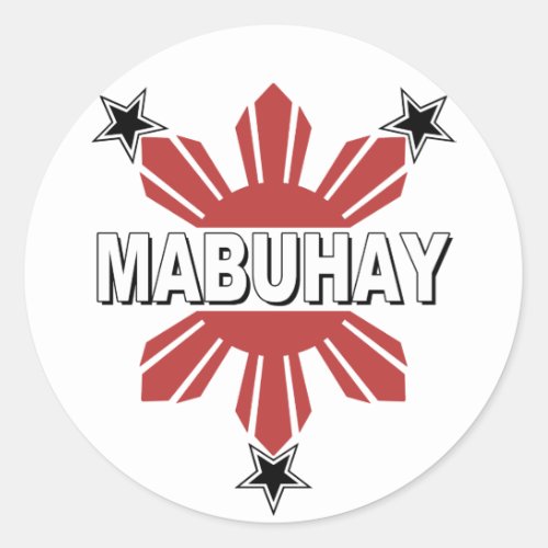 Mabuhay Filipino Sun and Star Classic Round Sticker