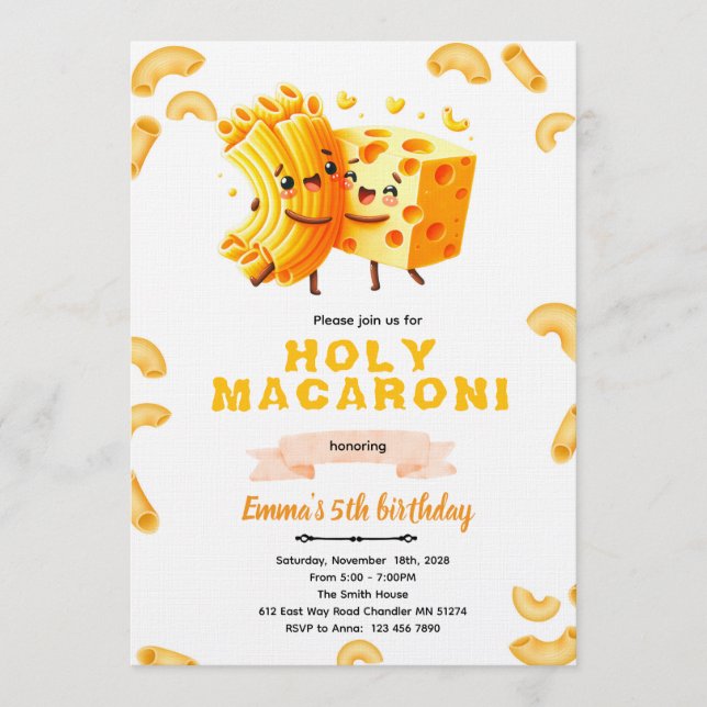 Mac and Cheese Birthday Invitation (Front)