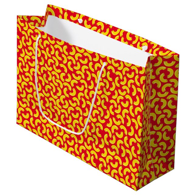 Mac and Cheese Birthday Party Macaroni Large Gift Bag (Front Angled)