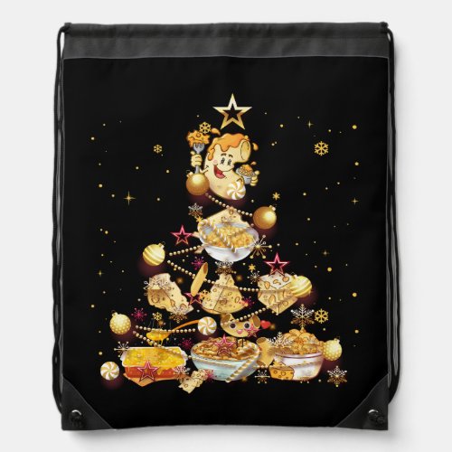 Mac And Cheese Christmas Tree Mac N Cheese Macaron Drawstring Bag
