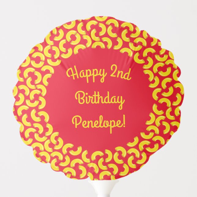 Mac and Cheese Kid 1st Birthday Party Macaroni Balloon (Front)