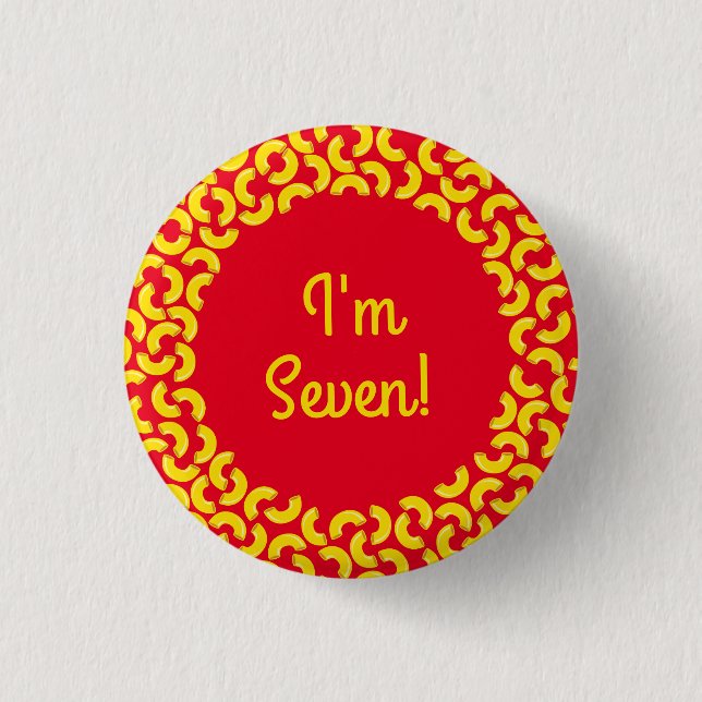 Mac and Cheese Kid 1st Birthday Party Macaroni Button (Front)