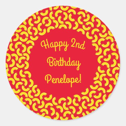 Mac and Cheese Kid 1st Birthday Party Macaroni Classic Round Sticker