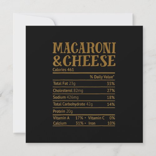 Mac and Cheese Nutrition Facts 2020 Thanksgiving Invitation